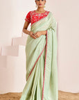 Shimmer Saree with Cutwork Borders and Heavy Hand Embroidered Blouse