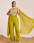 Kodi & Sequins Strappy Blouse with Straight Pants and Choker Dupatta