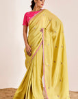 Shimmer Saree with Elephant Motif Pallu and Contrasting Blouse