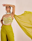 Kodi & Sequins Strappy Blouse with Straight Pants and Choker Dupatta