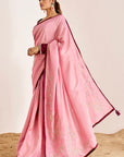 Shimmer Saree with Hand Embroidered Pallu and Embroidered Sleeve Blouse