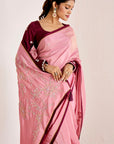 Shimmer Saree with Hand Embroidered Pallu and Embroidered Sleeve Blouse