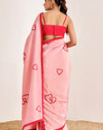 Shimmer Saree with Heart Embroidery and Strappy Blouse