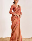 Shimmer Saree with Golden Border and Heavy Hand Embroidered Blouse