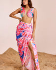 Bralette with Pleated Front and Drape Skirt Set