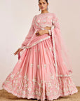 Heavy Hand Embroidered Lehenga with Cutwork Dupatta and Full Sleeves Blouse