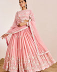 Heavy Hand Embroidered Lehenga with Cutwork Dupatta and Full Sleeves Blouse