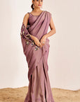 Shimmer Saree with Sequins Embroidered Pallu and Plain Blouse
