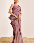 Shimmer Saree with Sequins Embroidered Pallu and Plain Blouse