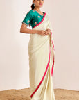 Plain Shimmer Saree with Kodi Pallu and Hand Embroidered Blouse