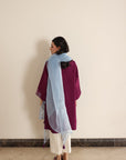 Khushboo & Pankaj Wine Berry Kurta Set with Organza Dupatta