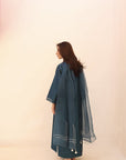 Khushboo & Pankaj Teal Embroidered Kurta Set with Sheer Dupatta