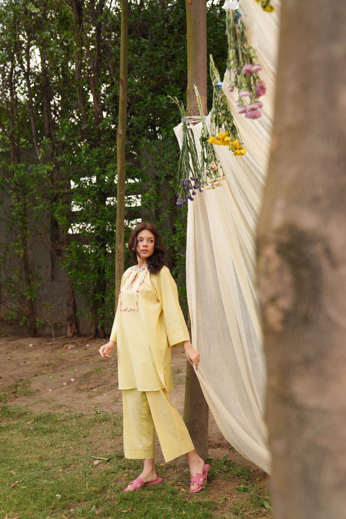 Khushboo &amp; Pankaj Butter Yellow Embroidered Kurta Set
