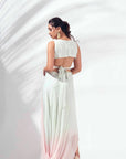 Mint Green Crepe and Organza Drape Skirt Set with Ruffle Dupatta