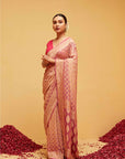 Onion Pink Georgette Banarasi Bandhani Saree