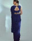 Blush Pink Printed Saree with Elegant Padded Blouse - Purple