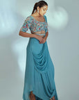 Blush Pink Printed Saree with Elegant Blouse