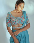 Blush Pink Printed Saree with Elegant Blouse
