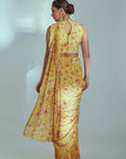 Pre Pleated Printed Saree with Hand Embroidered Blouse