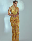 Pre Pleated Printed Saree with Hand Embroidered Blouse
