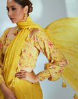 Pre Draped Mirror Work Saree with Tassels