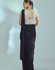 Blue pre draped Ruffle Saree with Elegant Blouse