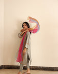 Khushboo & Pankaj Grey Summer Festive Kurta Set