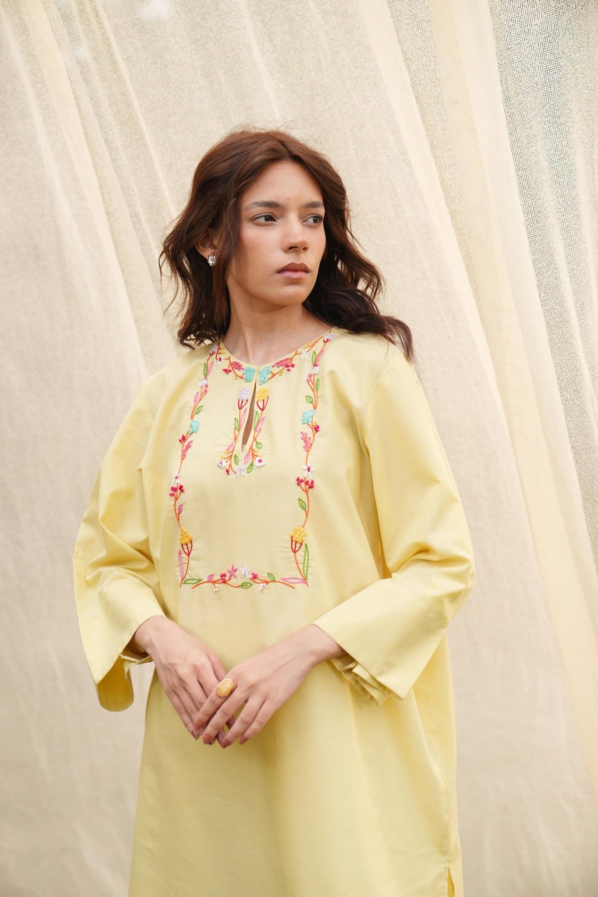Khushboo &amp; Pankaj Butter Yellow Embroidered Kurta Set