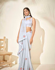 Blush Pink Printed Saree with Elegant Blouse - Satin