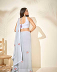 Blush Pink Printed Saree with Elegant Blouse - Satin