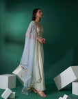 Intricately Sequin Embroidered Ombre Georgette Anarkali in Green