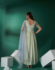 Intricately Sequin Embroidered Ombre Georgette Anarkali in Green