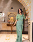 Stunning Pre Draped Saree, Flawlessly Paired with an Intricately Hand Crafted Blouse
