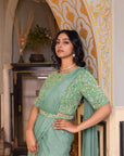 Stunning Pre Draped Saree, Flawlessly Paired with an Intricately Hand Crafted Blouse