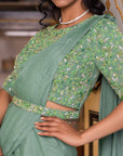Stunning Pre Draped Saree, Flawlessly Paired with an Intricately Hand Crafted Blouse