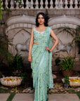 Hand Crafted Blouse with Intricate Geometrical and Floral Saree