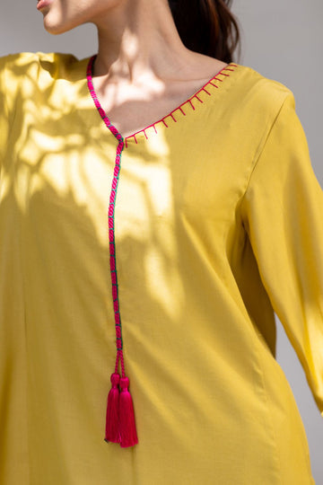 Khushboo &amp; Pankaj Yellow Summer Kurta Set
