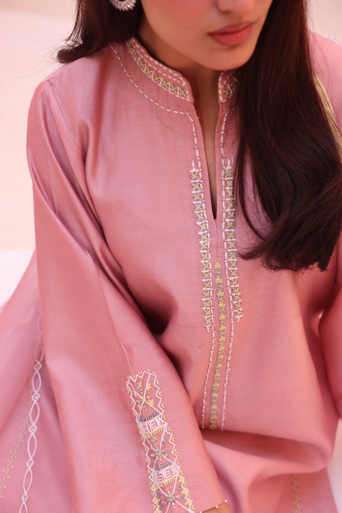 Khushboo &amp; Pankaj Rose Blush Embroidered Kurta Set