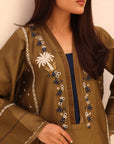 Khushboo & Pankaj Earthy Olive Festive Kurta Set