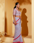 Organza Saree with Hand Embroidered Blouse and Detachable Belt