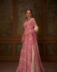 Green Sequined Ombre Anarkali with Gathered Sleeves