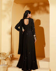 Hand Embroidered Pre-Draped Layered Saree with Paneled Skirt
