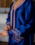 Khushboo & Pankaj Royal Blue Embellished Kurta Set with Sheer Dupatta