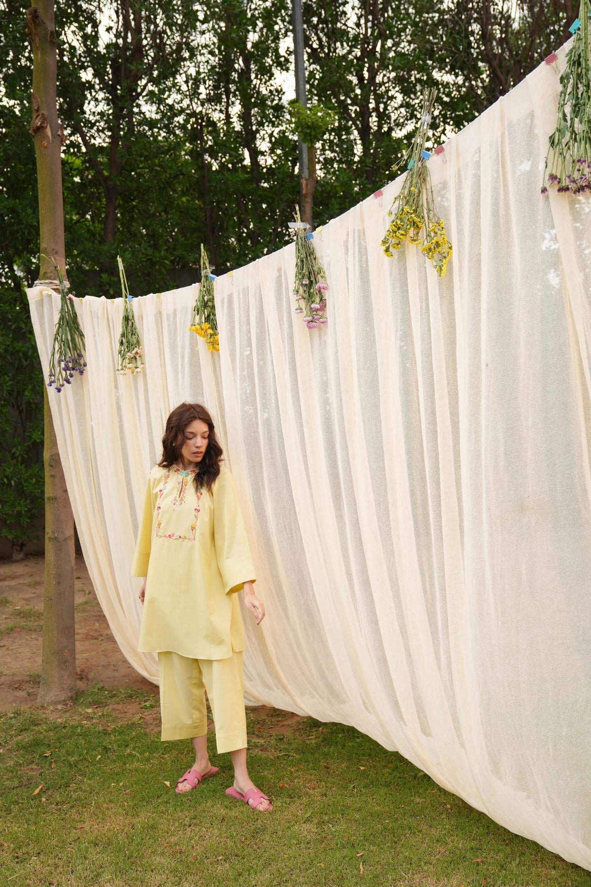 Khushboo &amp; Pankaj Butter Yellow Embroidered Kurta Set