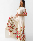 Crepe and Organza Mint Green Drape Skirt Set