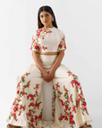 Crepe and Organza Mint Green Drape Skirt Set