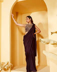 Precisely Hand Embroidered Blouse with Intricate Handwork - Wine