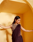 Precisely Hand Embroidered Blouse with Intricate Handwork - Wine