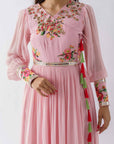 A-Line Drape Skirt Set with Ruffle Dupatta