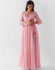 A-Line Drape Skirt Set with Ruffle Dupatta